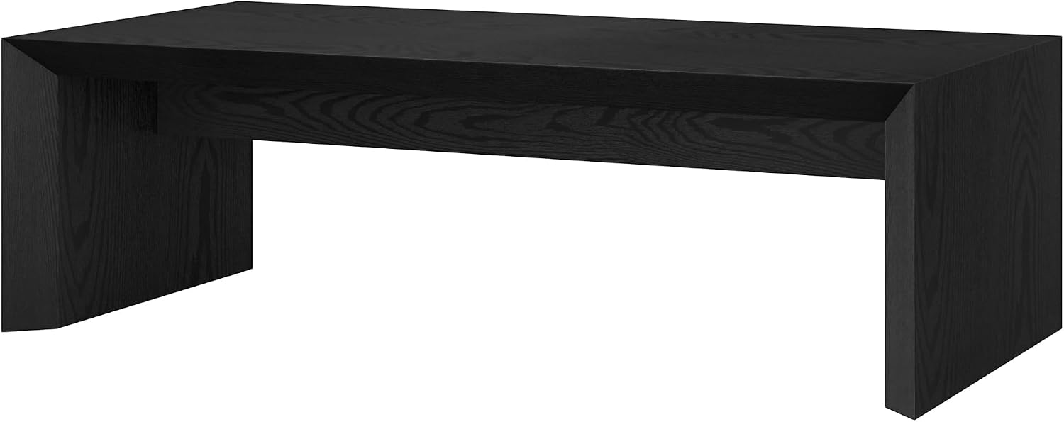 Henn&Hart 48' Rectangular Low-Profile Coffee Table for Living Room, Family Room, or Office, Natural Black
