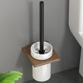 Bathroom Hardware Set Black Wood Bath Accessories Wall Mounted Towel Rack Towel Bar Toilet Brush Towel Hooks Paper Holder,G