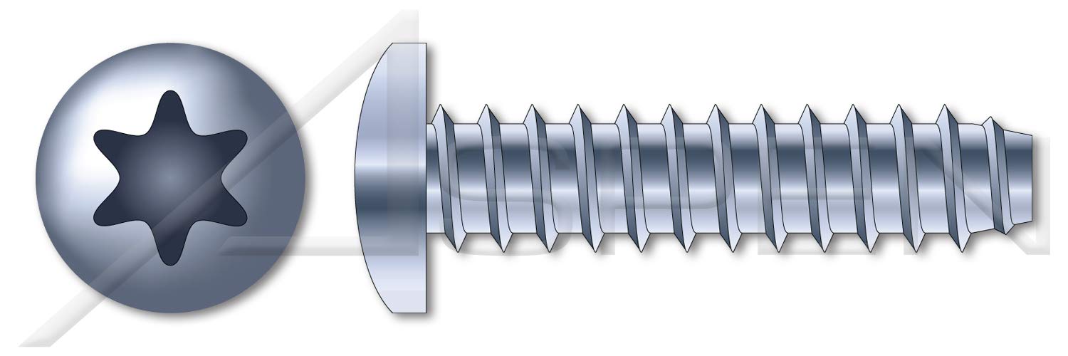 (2500 pcs) #12-14 X 3/4', Self-Tapping Sheet Metal Screws, Type B, Pan 6Lobe Torx(r) Drive, Steel, Zinc Plated