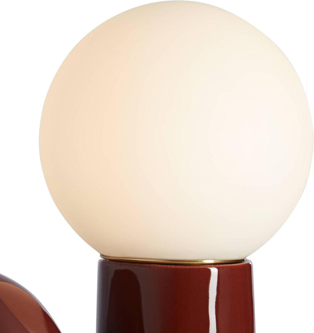 360 Lighting Fondant 11 1/2' Small Mid Century Modern Accent Table Lamps Set of 2 Chocolate Brown Ceramic Glass White Shade Living Room Bedroom Bedside Nightstand House Office Home Reading