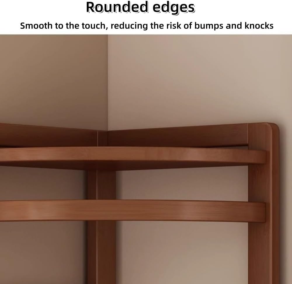 Bamboo Corner Coat Rack with Storage Rack, Floor-standing Clothing Rack with Hooks, Multifunctional Corner Shelves for Living Room, Entrance or Bedroom(Natural)