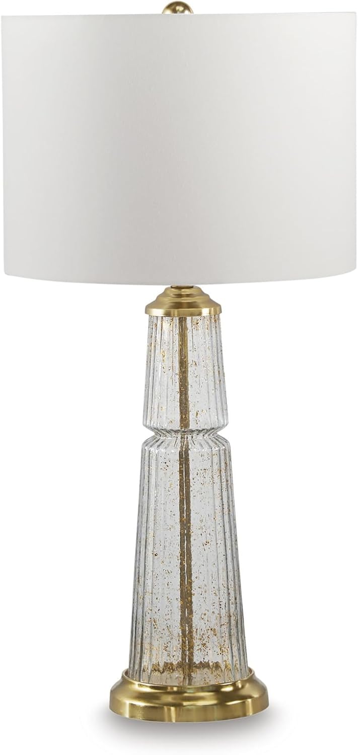 Signature Design by Ashley Bakersboro Coastal Metal Table Lamp with 3-Way Switch, Clear & Metallic