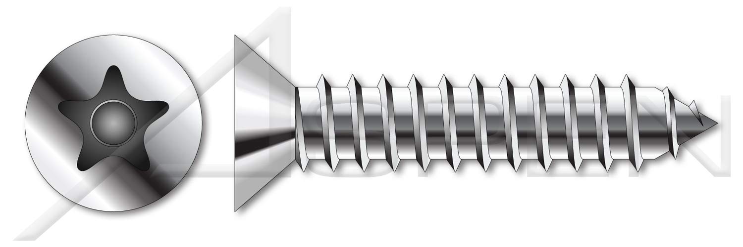 (1000 pcs) #14 X 3/4', Self-Tapping Sheet Metal Screws, Flat Countersunk Head Tamper-Resistant Torx Plus(r) Pin Drive, Type AB, Stainless Steel