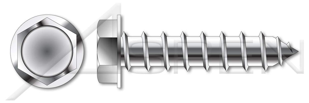 (1000 pcs) #14 X 3/4', Self-Tapping Sheet Metal Screws, Type A, Hex Indented Washer Head, Stainless Steel