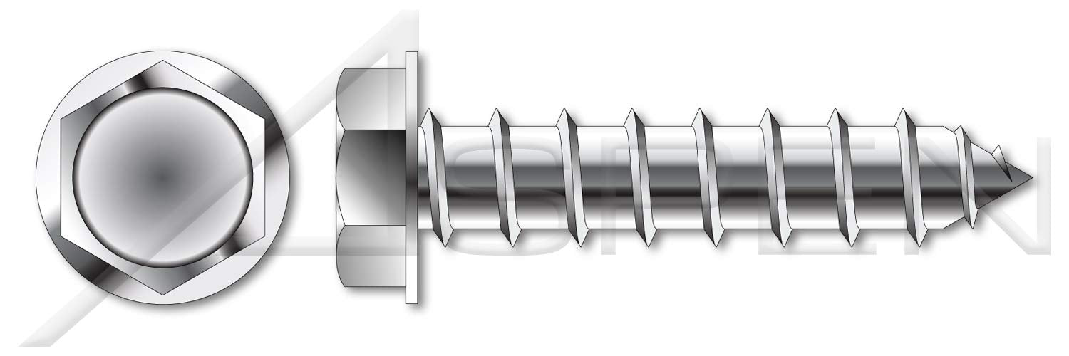 (1000 pcs) #14 X 3/4', Self-Tapping Sheet Metal Screws, Type A, Hex Indented Washer Head, Stainless Steel