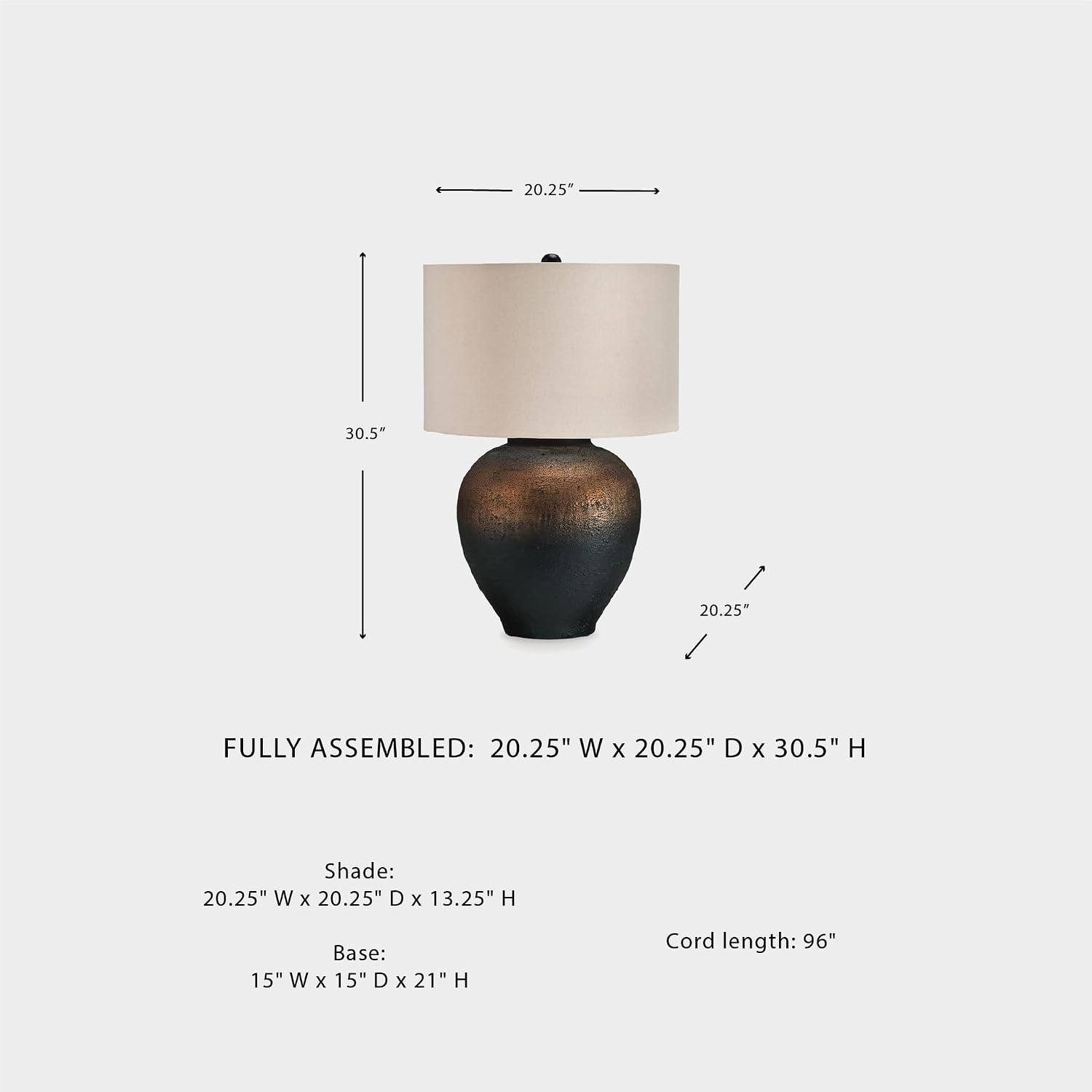 Signature Design by Ashley Newgerhard Industrial Table Lamp with 3-Way Switch and Drum Shade, Dark Brown & Black