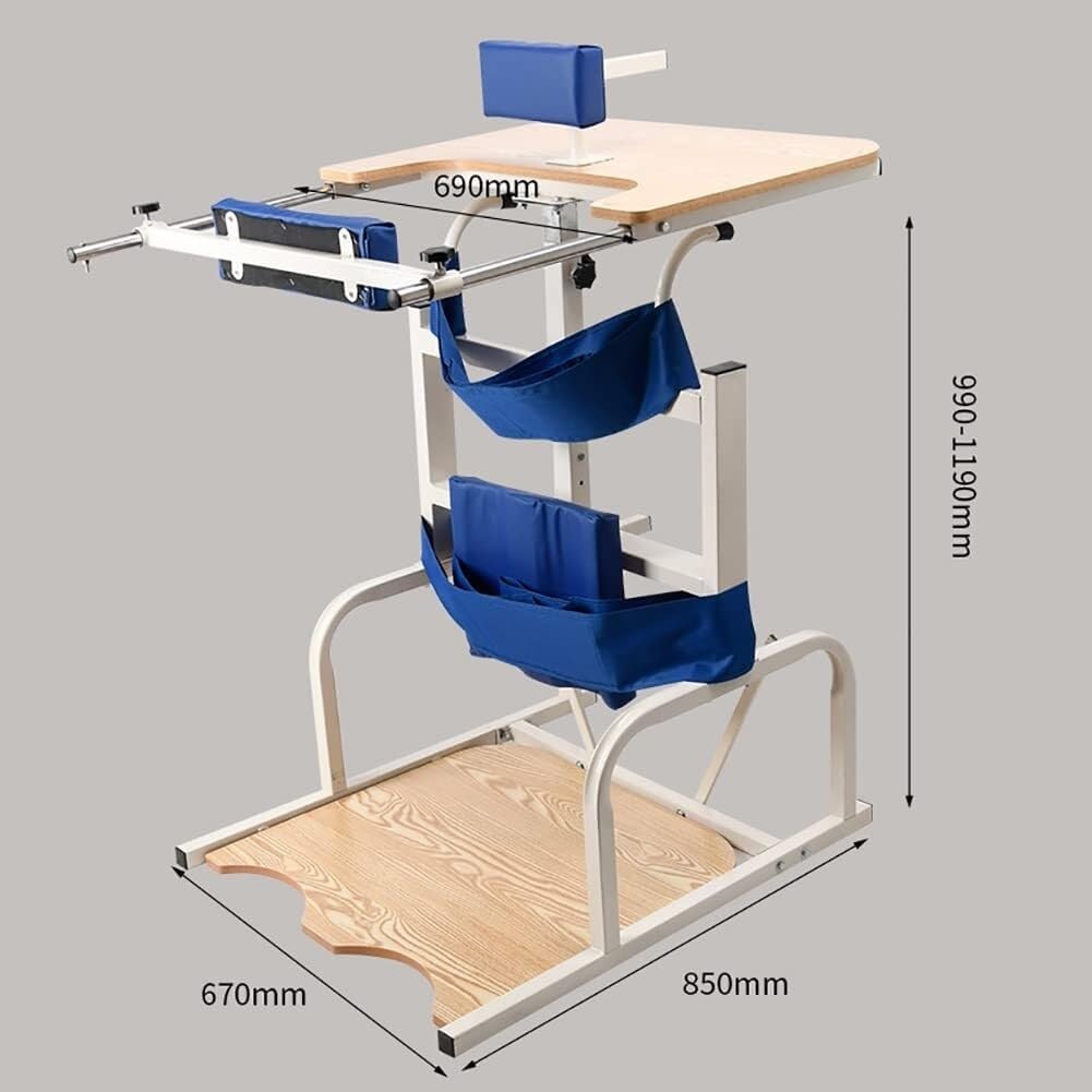 Standing Walk Aid Stand Lower Limb Rehabilitation Equipment Inclined Plate 6-Speed Adjustment Height Adjustment with Forearm Trainer for Disabled with Cerebral Palsy/Disability (Color : Black)