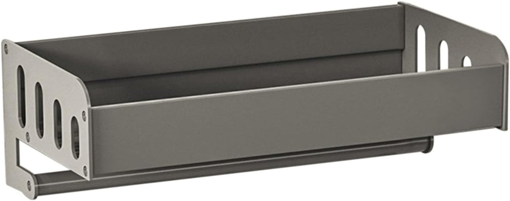 Towel Bar Bathroom Shelf Wall Mounted Kitchen Shelves with Hooks Kitchen Rail Self Adhesive No Drilling with Towel Bar Gray Space Aluminum for Bathroom Balcony 50Cm,20Cm