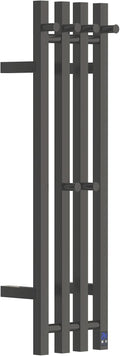 Electric Heated Towel Rack Warmer, Wall Mounted Towel Warmer, 304 Stainless Steel, 37.4 x 11.8 x 4.2 Inches, 4 Vertical Square Bars with Timer (Black)
