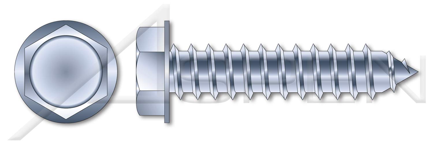 (4000 pcs) 1/4'-14 X 3/4', Self-Tapping Sheet Metal Screws, Type AB, Hex Indented Washer Head, Steel, Zinc Plated