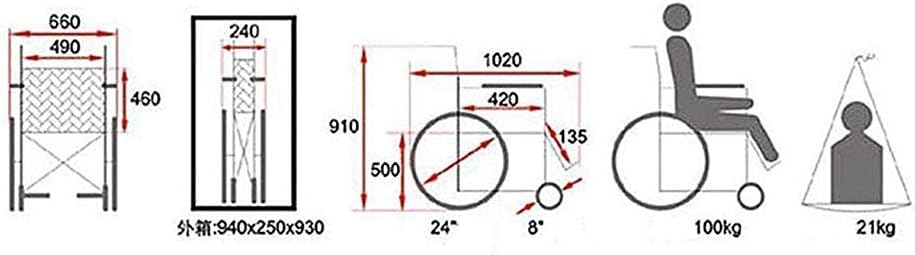 Wheelchair,Lightweight Folding Wheelchair Driving,Multi-Functional Wheelchair Portable Scooter Elderly Elderly Disabled Cart,Portable