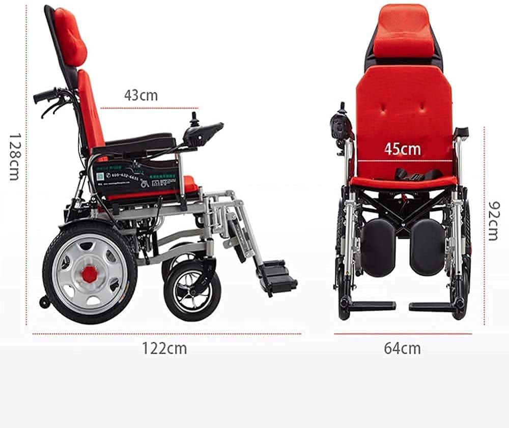 Electric Wheelchair, Electric Wheelchair Folding Lightweight Powerchair Smart with EASB Braking Assist System and Electric Current Or Use As Manual,Suitable for Elderly People with Disabilities