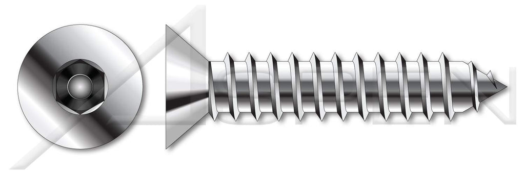 (2500 pcs) #14 X 5/8', Self-Tapping Sheet Metal Screws, Flat Countersunk Head Tamper-Resistant Hex Socket Pin Drive, Type AB, Stainless Steel, Includes Driver Bit