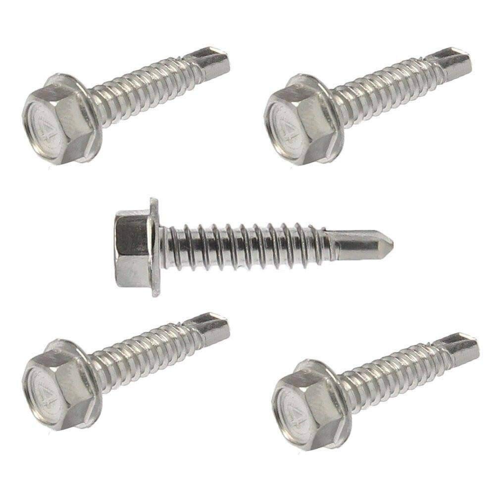 #14 x 3/4' - Hex Head Self Drilling Metal Tek Screws Stainless Steel 250 Pcs self Tapping Screws Metal B2B