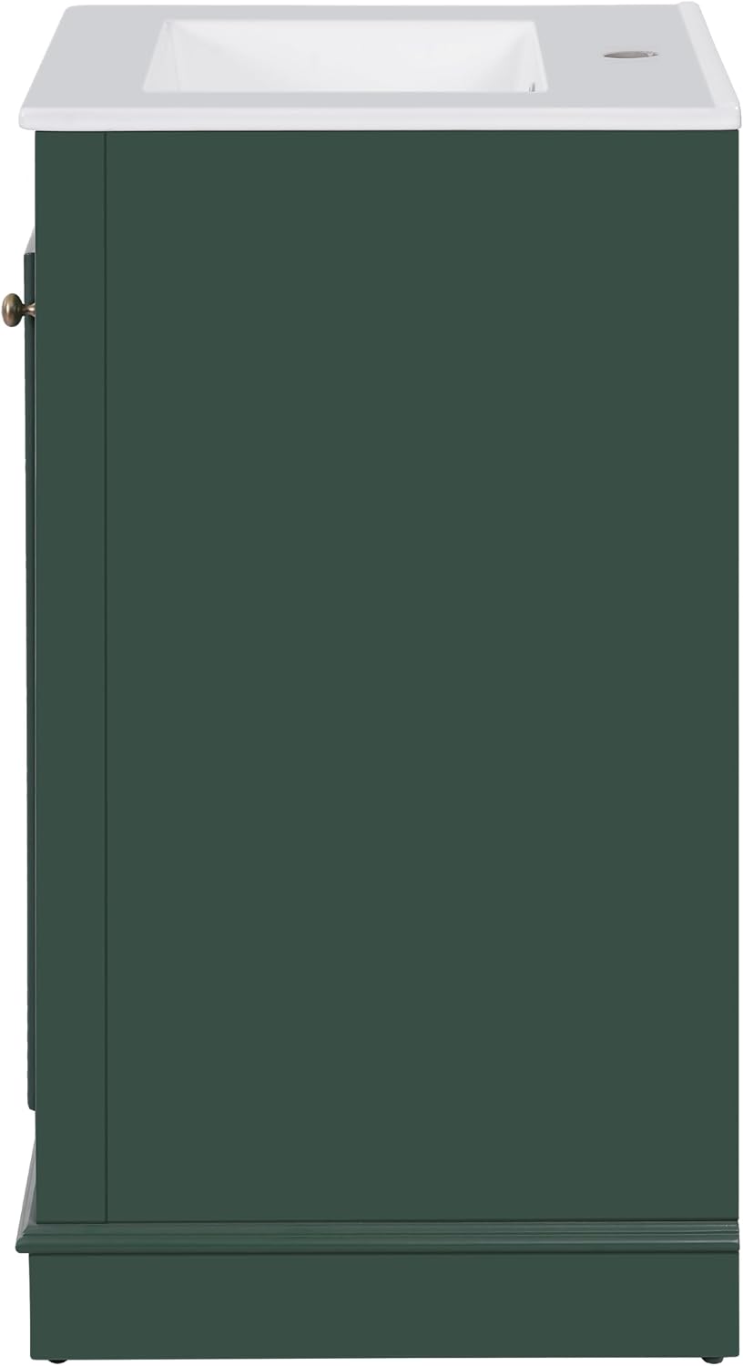 Merax 20' Narrow Bathroom Vanity with Ceramic Sink, Freetanding Modern Single Vanity Set with Soft Closing Door and Adjustable Shelf (Green)