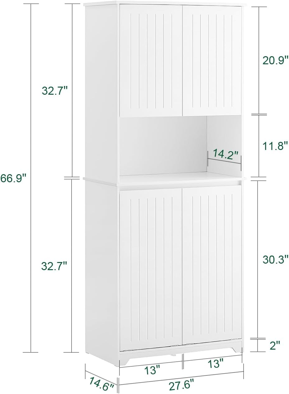 SoBuy Double Tilt Out Laundry Hamper Cabinet, Tall Bathroom Storage Cabinet with Adjustable Shelves and Hidden Pull Out Basket, Freestanding Storage Organizer for Laundry Room, White SO2-BZR150-W