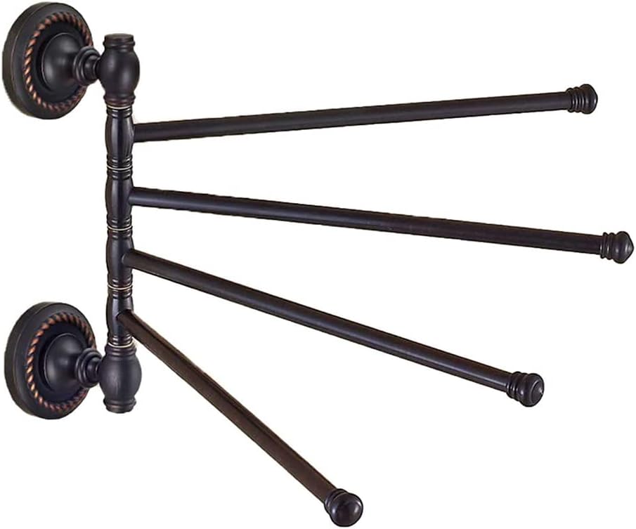 Swivel Towel Rack,Modern Black Swing Out Towel Bar Towel Racks for Bathroom or Kitchen, Metal Oil Rubbed Bronze Towel Bar Folding Arm Swivel Hanger Bathroom Storage Organizer Wall Mounted (Color : B