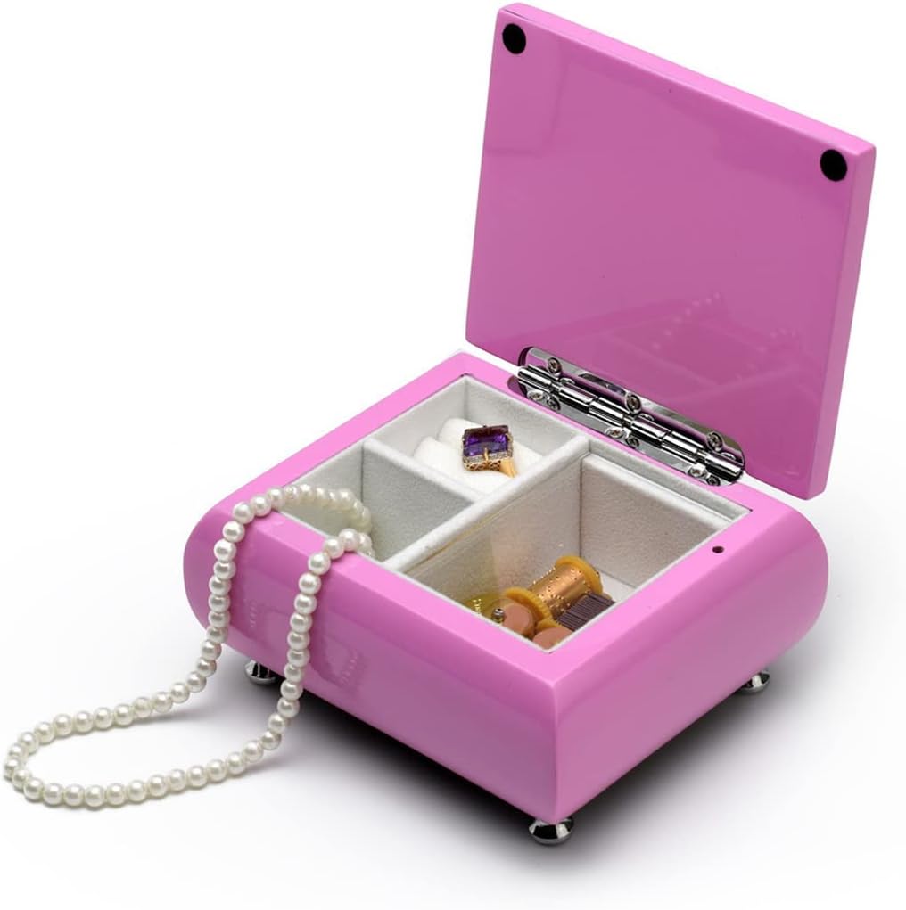 MusicBoxAttic Adorable High Gloss 23 Note Pink Musical Jewelry Box Girls Keepsake - Love Story (Love Story the Movie)