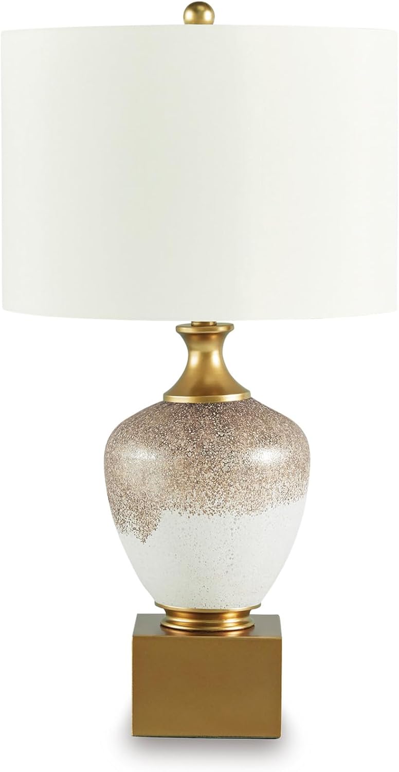 Signature Design by Ashley Tavisburg Vintage Metal Table Lamp with 3-Way Switch, Light Brown & Metallic