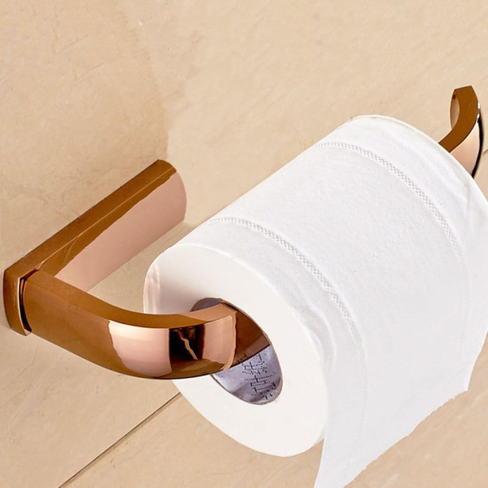 Rose Gold Brass Square Bathroom Accessories Set Bath Hardware Wall Mounted Towel Bar Toilet Paper Holder Robe Hook,Paper Holder (Paper Holder)