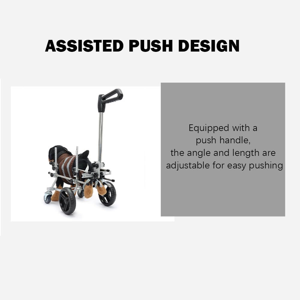 Dog Walking Disability Cart, Elderly Dog Scooter, Four-Wheel Adjustable Auxiliary Cart with Cart Handle, Suitable for Dogs with Limited Mobility,Orange