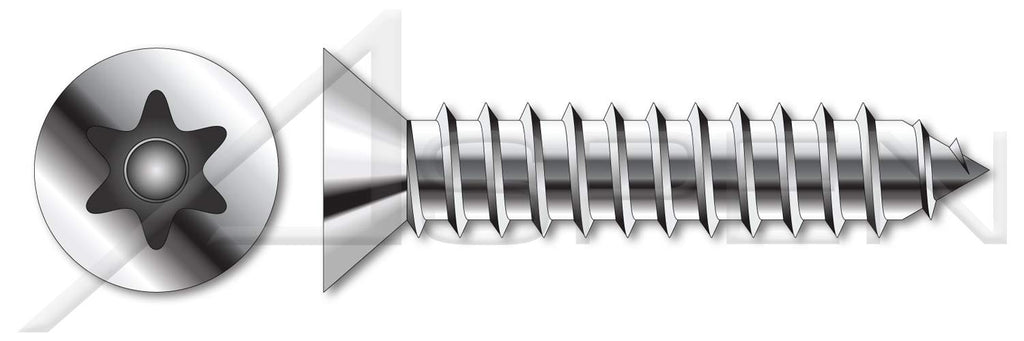 (2500 pcs) #14 X 3/4', Self-Tapping Sheet Metal Screws, Flat Countersunk Head Tamper-Resistant 6Lobe Torx(r) Pin Drive, Type AB, Stainless Steel, Includes Driver Bit