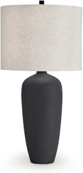 Signature Design by Ashley Ryenburg Modern Table Lamp with 3-Way Switch and Drum Shade, Black