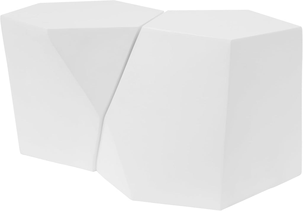 Christopher Knight Home Skyles Coffee Table Set of 2, Geometric Lightweight Concrete Patio End Table, Contemporary Home Decor, Flexible Indoor Outdoor Coffee Tables, No Assembly Required, White