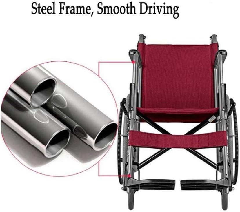 Wheelchair Aluminum Alloy Lightweight Fold, Portable Comfortable Non-Slip Trolley Scooter, Disabled/Elderly with Rear Brake,Portable