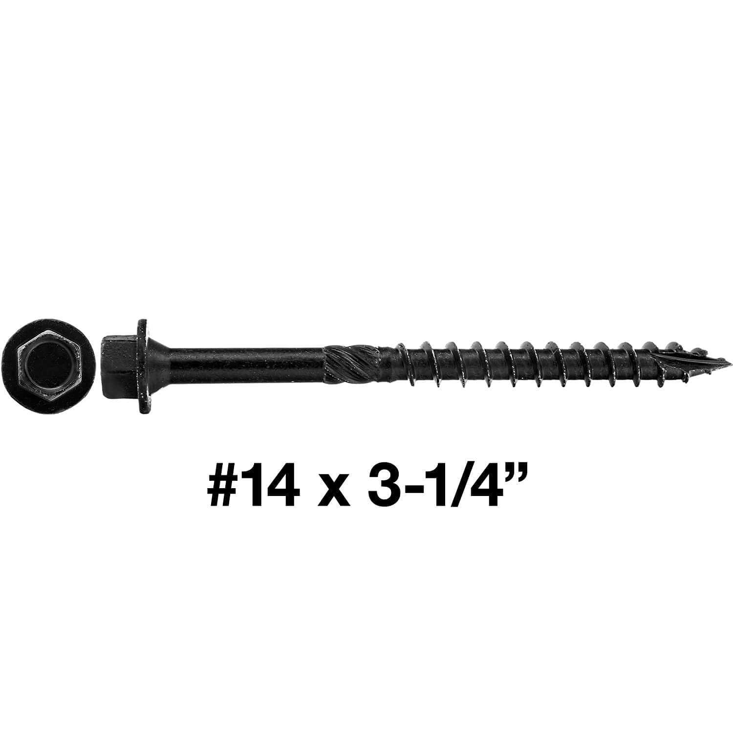 Jake Sales #14 X 8 Heavy Duty Black Timber/Log/Landscaping Wood Screws - Exterior Coated Heavy Duty Screws. 10 x 50 Count Boxes - 400 Screws