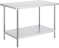 VEVOR Stainless Steel Prep Table, 30 x 48 x 34 Inch, 880 lbs Load Capacity, Heavy Duty Metal Worktable with 3 Adjustable Height Levels, Commercial Workstation for Kitchen Garage Restaurant Backyard