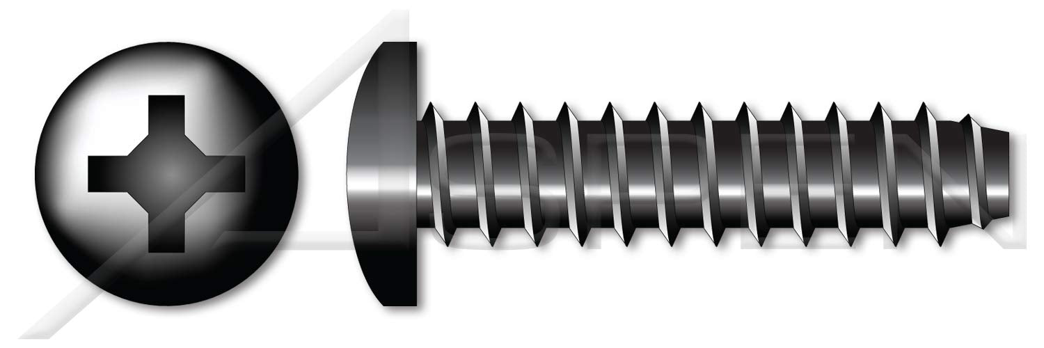 (5000 pcs) #12-14 X 3/4', Self-Tapping Sheet Metal Screws, Type B, Pan Phillips Drive, Steel, Black Oxide