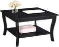 HomeStock Square Coffee Table - Solid Wood Living Room Accent Table - 30' x 30' x 18' Black