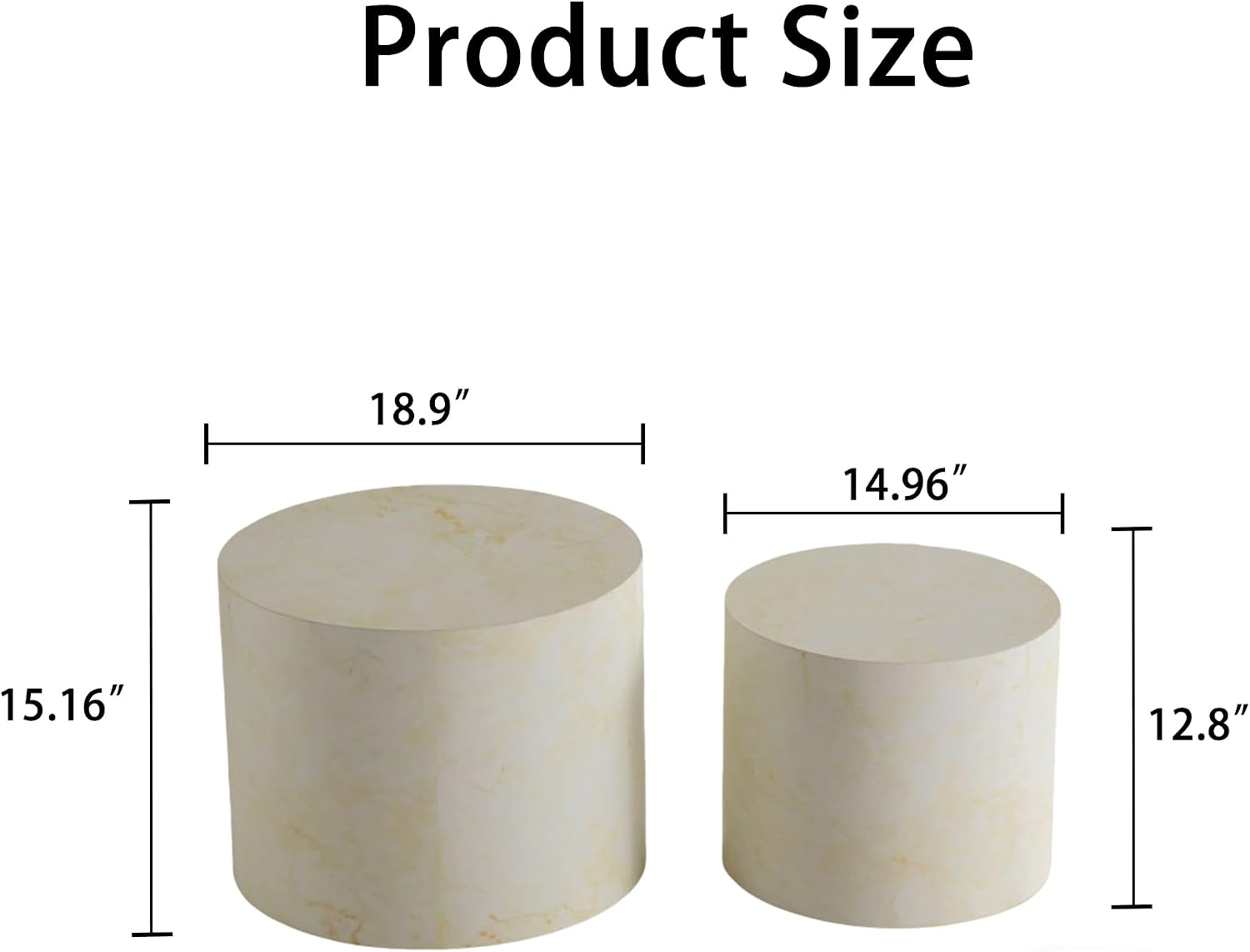 Nesting Coffee Table Set of 2, Modern Round Wooden Coffee Tables, Accent End Side Table for Small Space Living Room,Beige