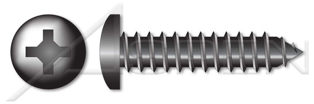 (3000 pcs) #14 X 3/4', Self-Tapping Sheet Metal Screws, Type AB, Pan Phillips Drive, Steel, Black Zinc