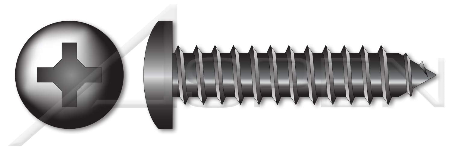 (3000 pcs) #14 X 3/4', Self-Tapping Sheet Metal Screws, Type AB, Pan Phillips Drive, Steel, Black Zinc