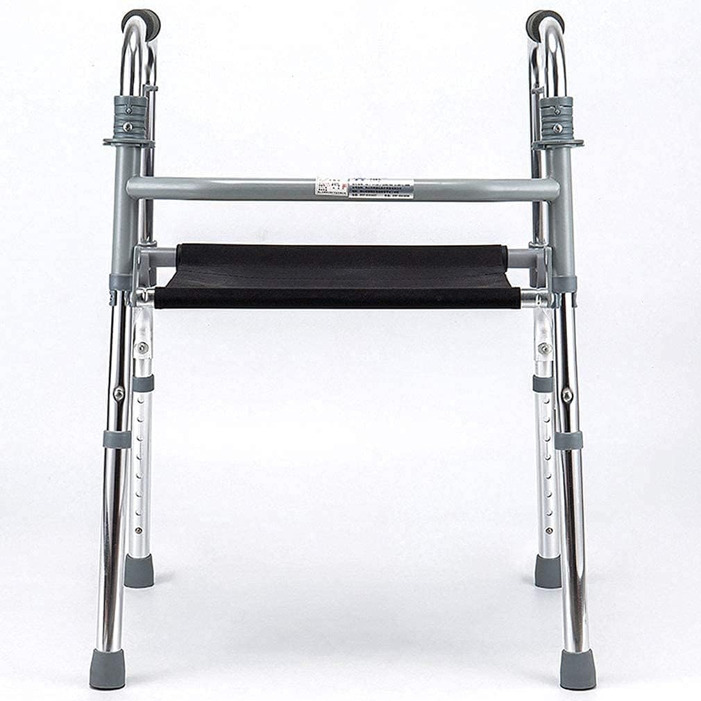 Folding Elderly Walker Lightweight Aluminum Alloy Walking Frame Daily Living Aid with Seat and Folding Handle Transport Chair