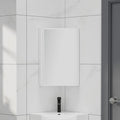 Bathroom Mirror Cabinet, Corner Vanity Mirror for Small Space, Wall Mounted Bathroom Storage Cabinet with Mirror, Aluminum Alloy Construction IP54 Waterproof (Color : White)