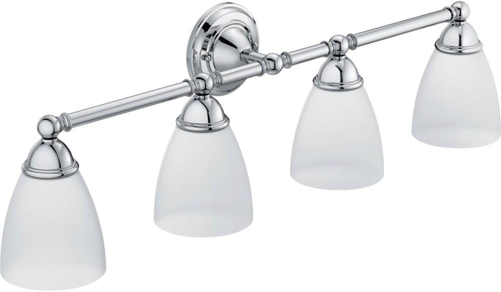 Moen YB2264CH Brantford 4-Light Dual-Mount Bathroom Vanity Fixture with Frosted Glass, Chrome