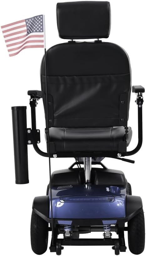 MAX Plus Emerald Outdoor Mobility Scooter - 16 Miles Range, Foldable Design, Anti-Tip Safety System, USB Charger & Cup Holder, 2 * 20AH Battery (300W Motor, 136kg Capacity) (Blue + Metal)