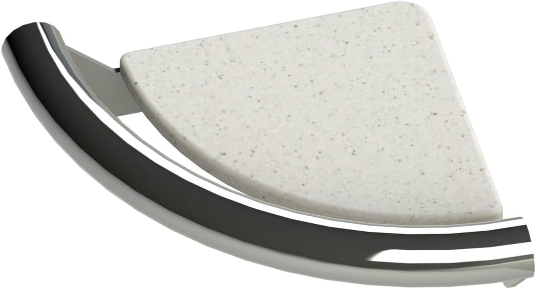 Corner Shelf 9' Integrated ADA Grab Bar - Polished Chrome, 500 Lbs | Corner shower storage with integrated safety-rated grab bar, 500 lbs