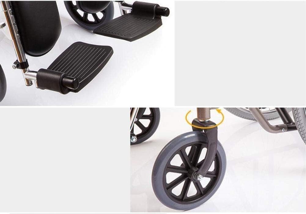 Wheelchair High Back Steel,Lying with Removable Dining Table Rear Storage Bag Elderly/Disabled Scooter,portable