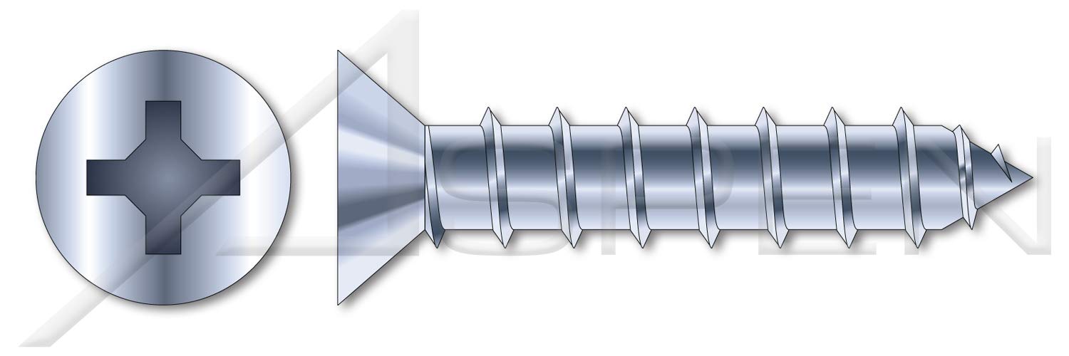(4000 pcs) #14 X 3/4', Self-Tapping Sheet Metal Screws, Type A, Flat Phillips Drive, Steel, Zinc Plated and Baked