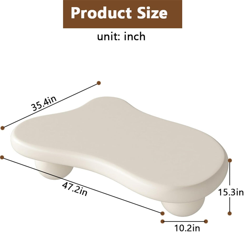 Cloud Coffee Table, Modern Coffee Table for Living Room Apartment, Cartoon Irregular Indoor Tea Table, Cute End Table with Ball 3 Legs, Easy Assemble,White l47.2