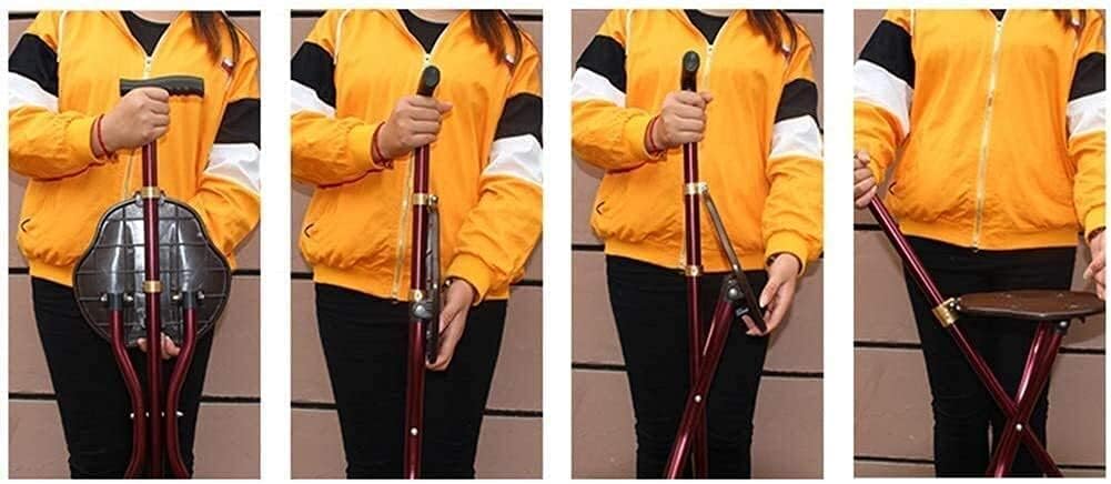 Walking Stick Walkers for seniors Folding Walking Stick Stool Aluminum Alloy Material Elderly Folding Tripod Medical Aid Crutch Chair Suitable Elderly Disability Aid 3 Legs Crutch Stool for The Elderl