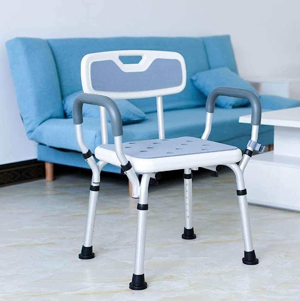 Seat Shower Stool Bathroom Seat Bath Chair Shower Bath, Non-Slip Leg Pads Disability Aid Tub Lift Chair with Handrail Backrest,Household Goods