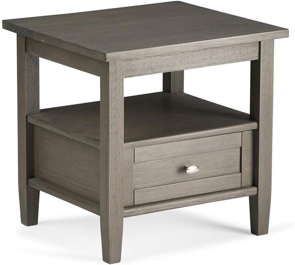 Small End Table for Living Room, Square Bed Side Table, Narrow Nightstand with Storage Drawer and Shelf for Bedroom, Unique Rustic Telephone Table for Sofa Side, Dark Grey Corner Table for Sofa Side