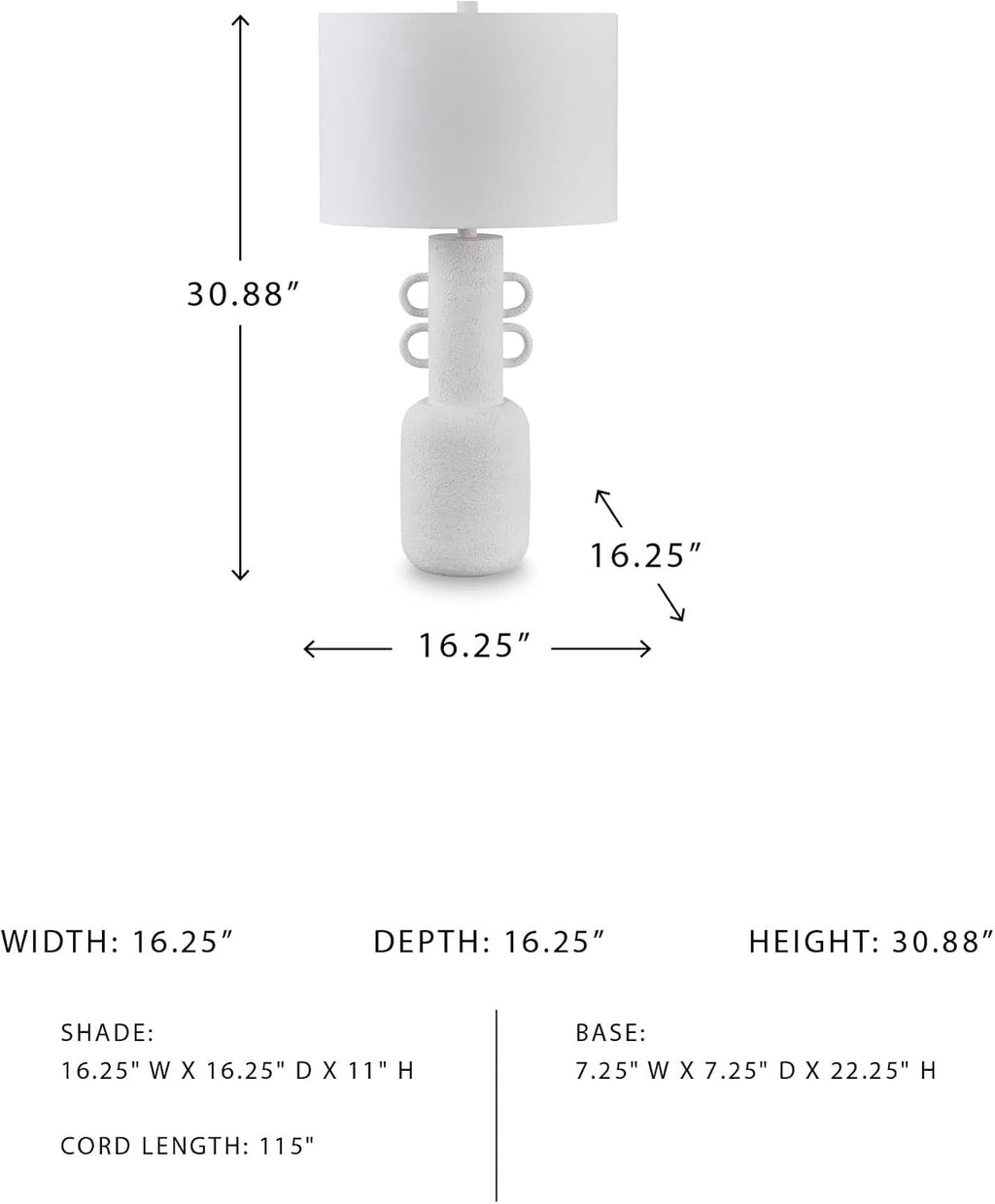 Signature Design by Ashley Perringhill Contemporary Metal Table Lamp with 3-Way Switch, White
