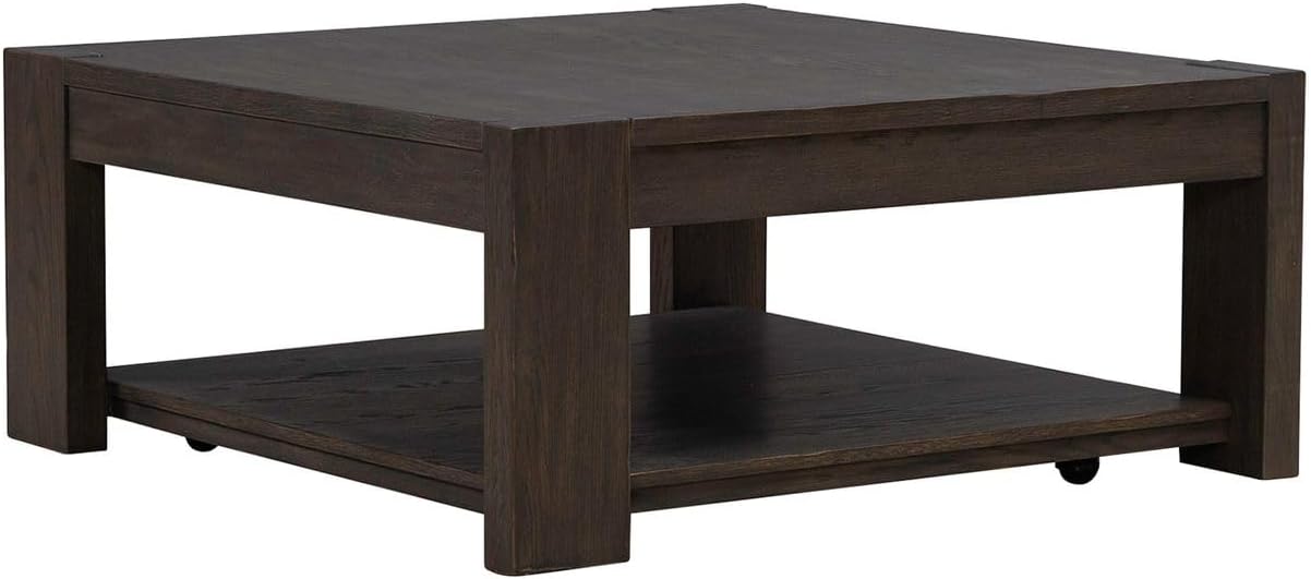 Liberty Furniture Lennox Hill Living Room Oversized Square Cocktail Table - Bark