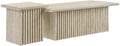 Modway Render Faux Travertine Slatted Nesting Coffee Table Set in Travertine - 2 Piece Low Profile Coffee Table Mid Century Modern - Abstract Coffee Tables for Living Room - Nested Accent Tables